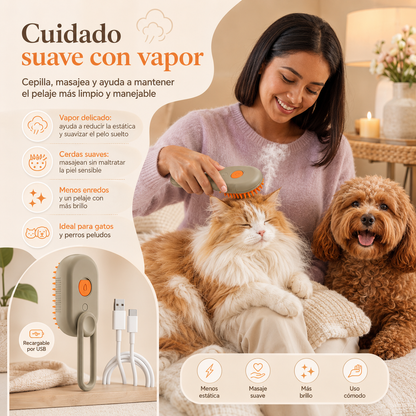 Cepillo de vapor para mascotas 3 en 1